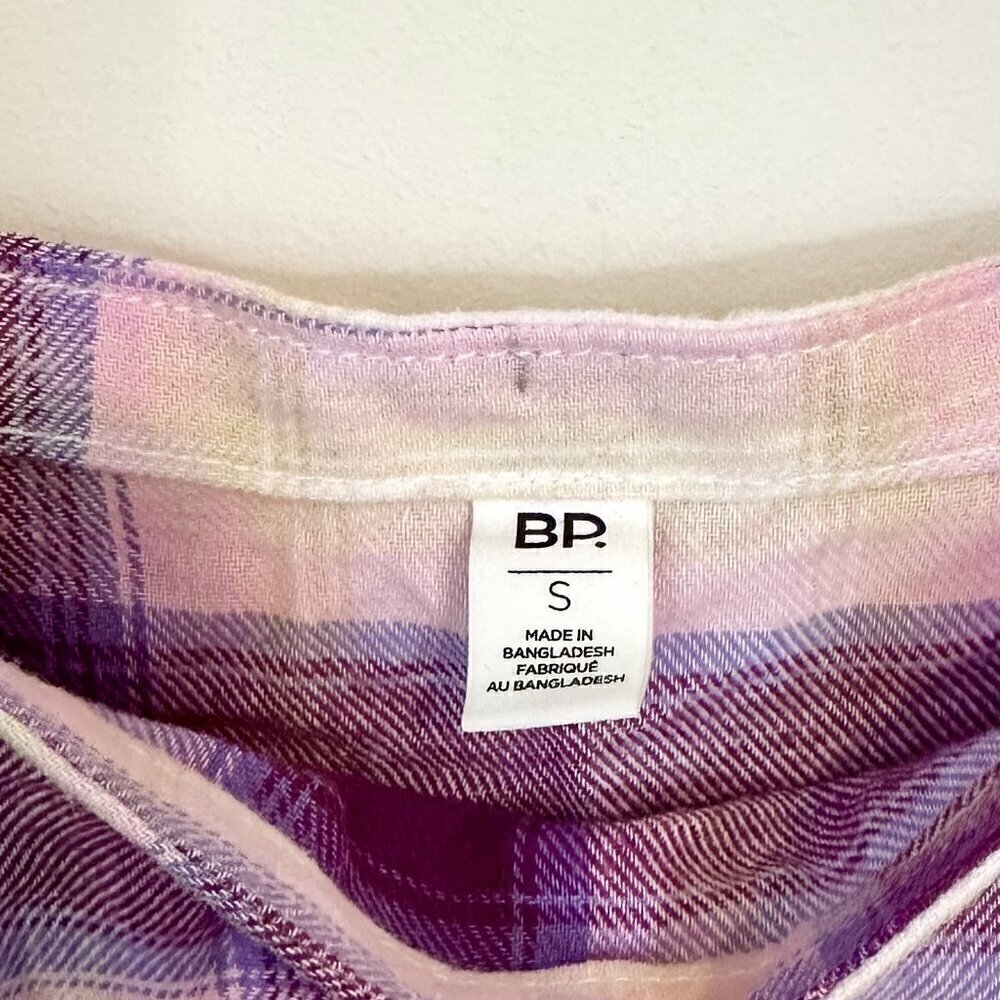 NWT BP by Nordstrom Cream + Purple Plaid Long Sleeve Square Neck Mini Dress - S - Picture 3 of 7
